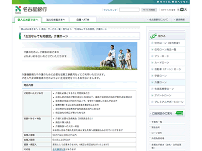 名古屋銀行の介護ローン金利優遇制度